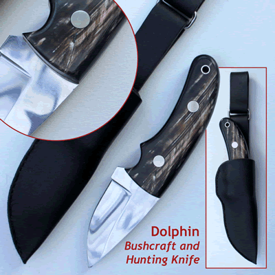 The Dolphin Bushcraft and Hunting Tool with Water Buffalo Scales KnivesBx2