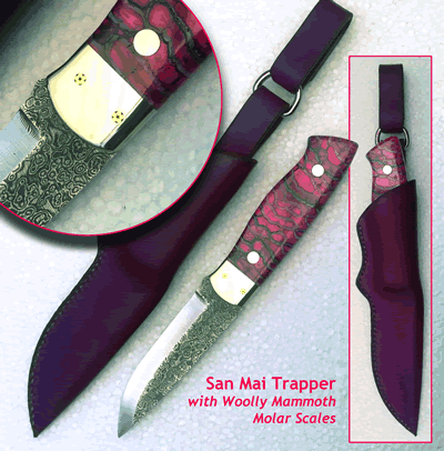 The San Mai Trapper with Woolly Mammoth Molar Scales KnivesBox-4