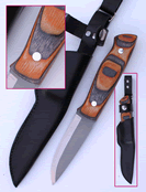 The Wood Laminate Tiger Trapper Hunting and General Bushcraft Tool KnivesBx4