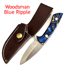 The Woodsman With Blue and Yellow Kironite Scales KnivesBx2