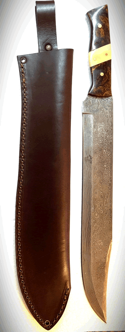 25% OffBargain Bowie Raindrop Damascus Blade and Sheath 