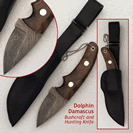 The Dolphin Damascus Bushcraft and Hunting Tool with Turkish Walnut Scales Bx3
