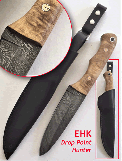 The EHK Drop Point Hunter with Black Locust Scales KnivesBx4