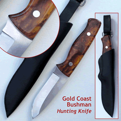 The Gold Coast Bushman - D2 Steel Drop Point Hunter KnivesBx4