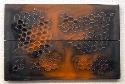Golden Dragons Skin Acrylic with Brown and Amber background colours  - ENk-Fr