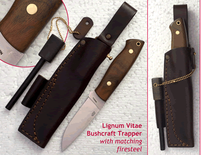 The Lignum Vitae Trapper Bushcraft Set  KnivesBx2