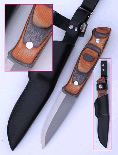 The Wood Laminate Tiger Trapper Hunting and General Bushcraft Tool KnivesBx4