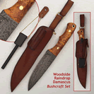 The Woodside Raindrop Damascus Bushcraft Set 